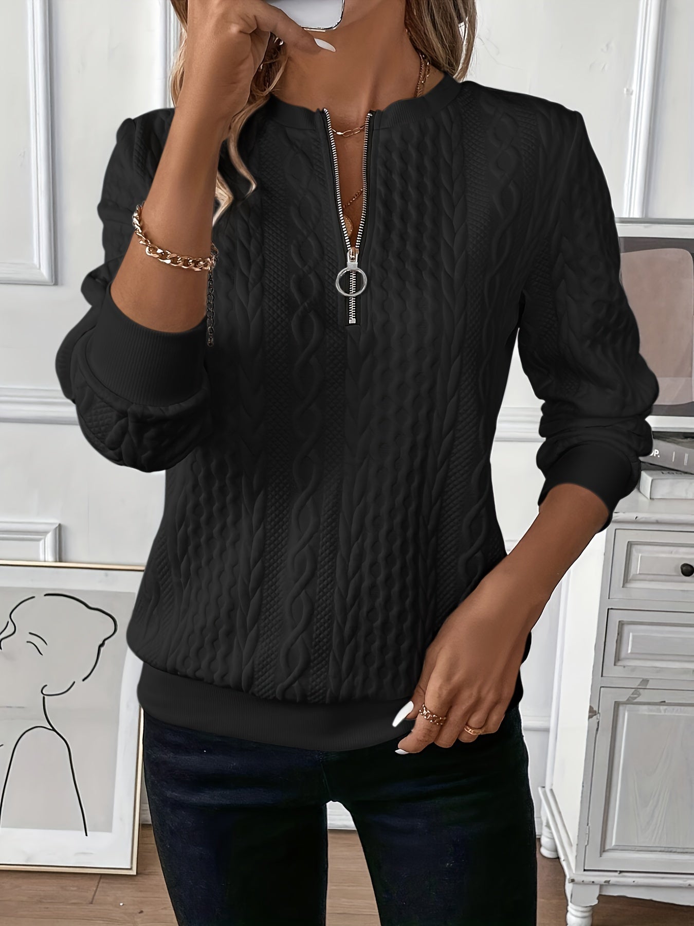 Ladies Lightweight Spring Zipper Sweater