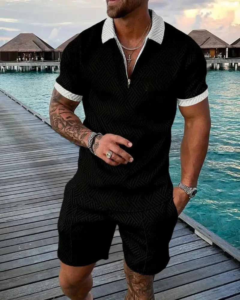 Men's Summer Tracksuit Zipper Collar Casual - VibreMode