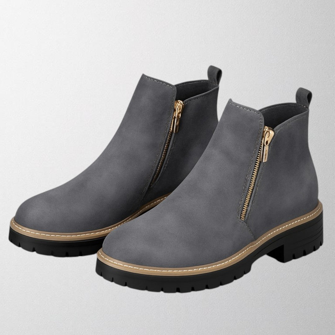 Women's Ankle Boots Zipper Lug Style