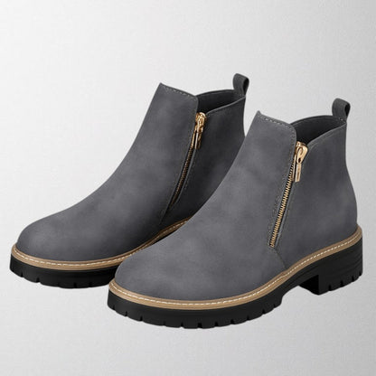 Women's Ankle Boots Zipper Lug Style