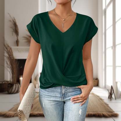 Women's V-Neck Blouse Twisted Front
