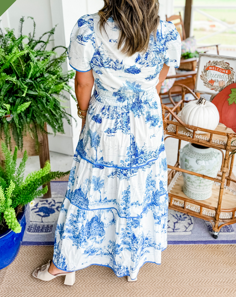 Women's Classic Maxi Dress Toile Print