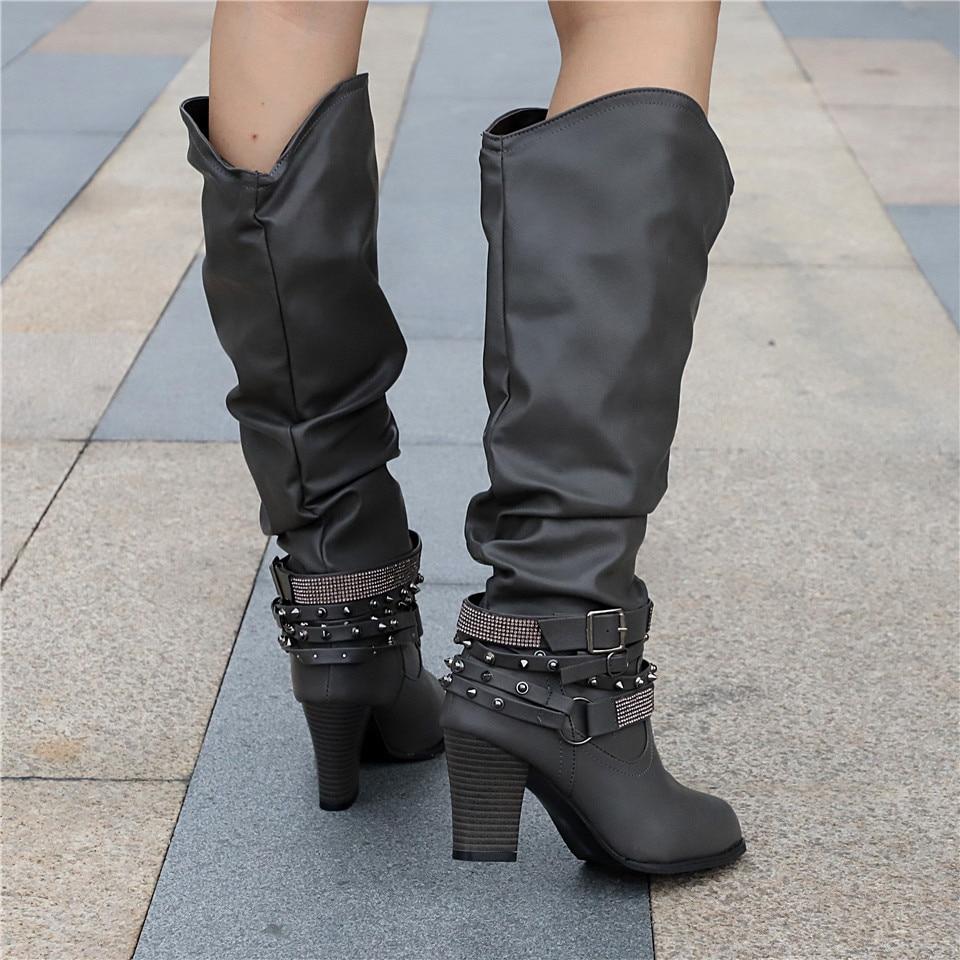 Women's Slouchy Block Heel Knee-High Boots