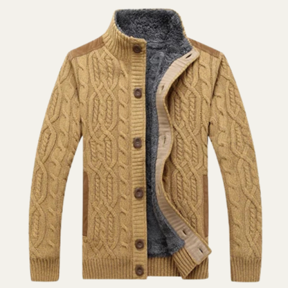 Men's Wool Cardigan Zip Up Fleece Knit - VibreMode