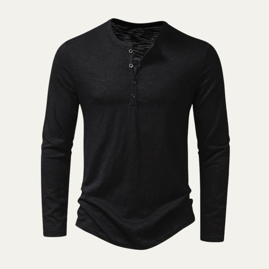 Men's Cotton Henley T Shirt Casual Button Neck - VibreMode