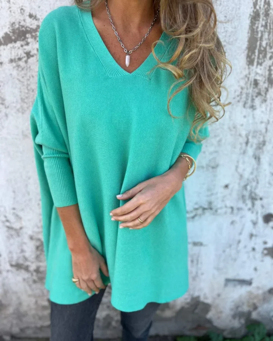 Women's V Neck Sweater Loose Fit - VibreMode