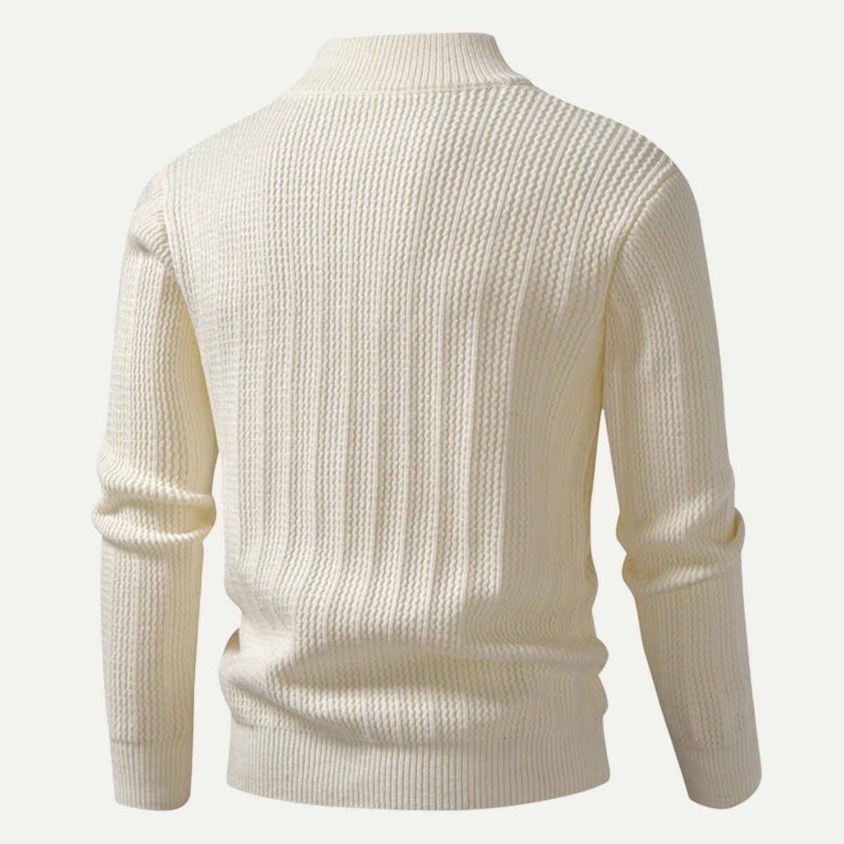 Men's Knitted Half Zip Sweater Ribbed Stand Collar