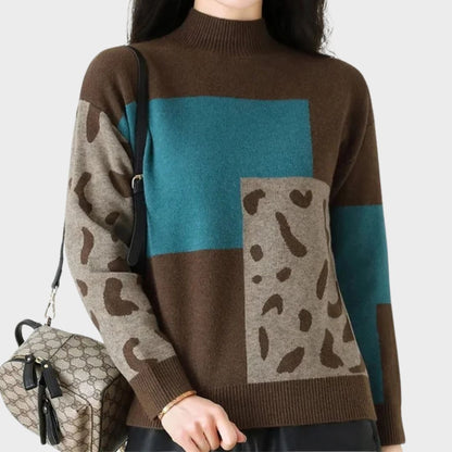 Women's Long Sleeve High Neck Sweater - VibreMode