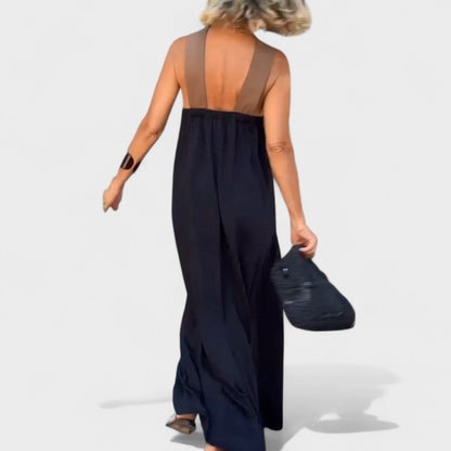 Elegant Women's Maxi Dress Cross Neck Design