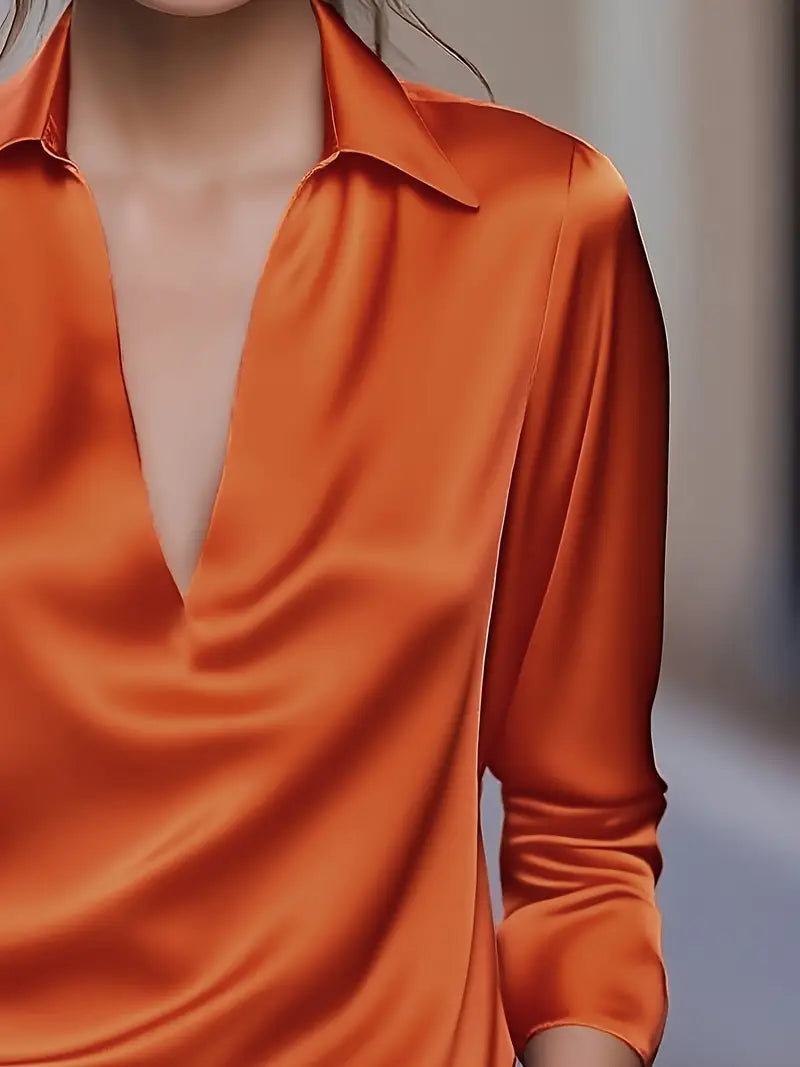 Women's Long Sleeve Blouse Draped Neck