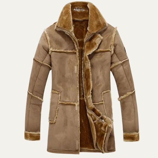 Men's Shearling Suede Leather Coat Winter Warm - VibreMode