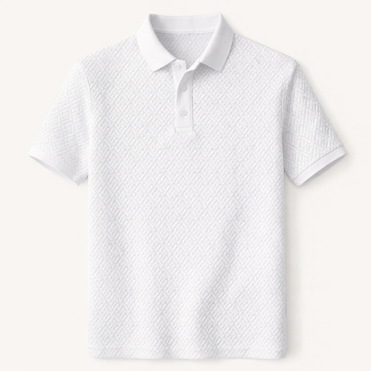 Men's Textured Polo Shirt White - VibreMode