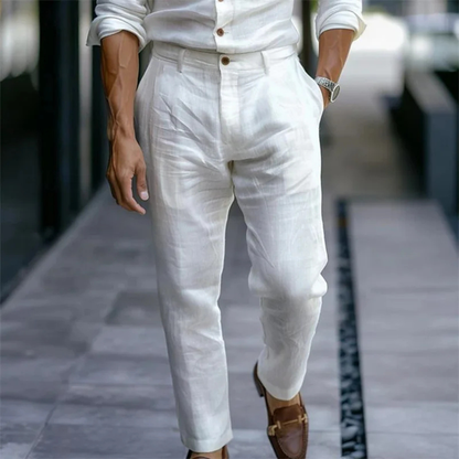 Men's Slim Fit Linen Dress Pants Silver