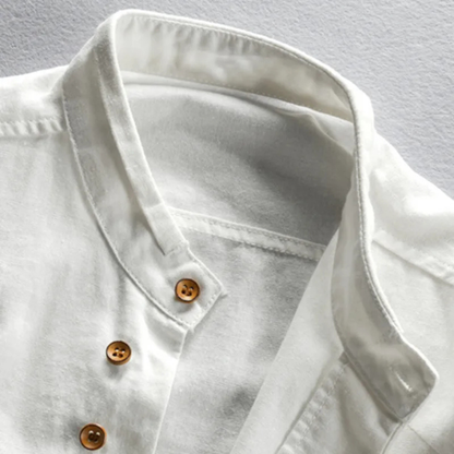 Men's Linen Cotton Stand Collar Shirt Japanese Style