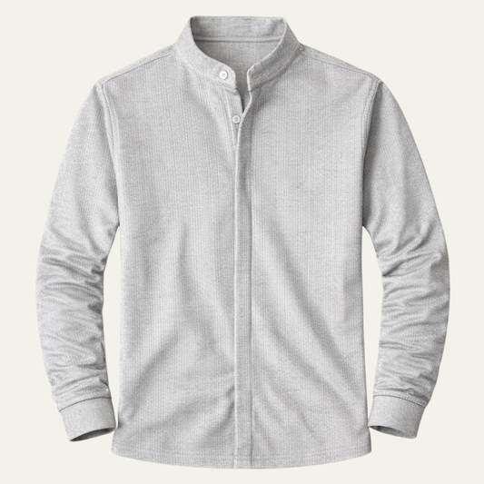 Men's Slim Fit Knit Shirt Stand Collar - VibreMode