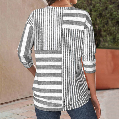 Women's Striped Blouse Three Quarter Sleeve