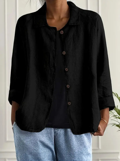 Women's Button Front Collared Blouse