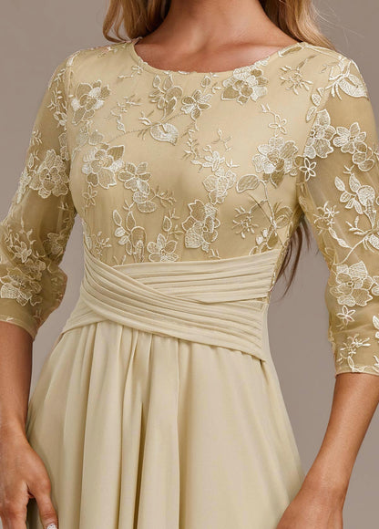 Women's Midi Chiffon Dress Floral Lace Detail