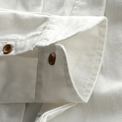 Men's Linen Cotton Stand Collar Shirt Japanese Style