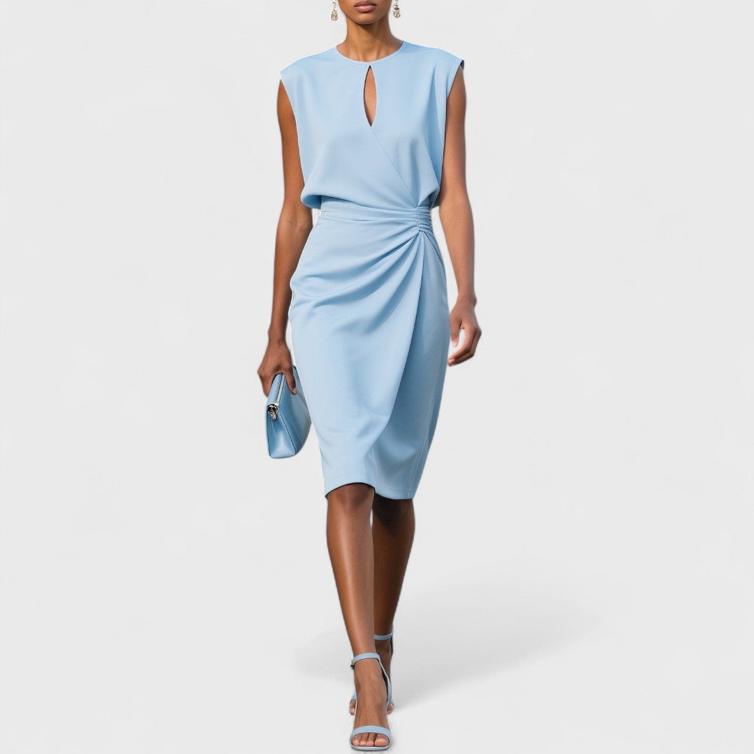Women's Sleeveless Midi Dress Keyhole Detail - VibreMode