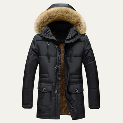 Men's Fur Hooded Parka Jacket