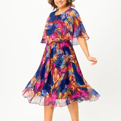 Women's Chiffon Draped Dress Tummy Control Flowy