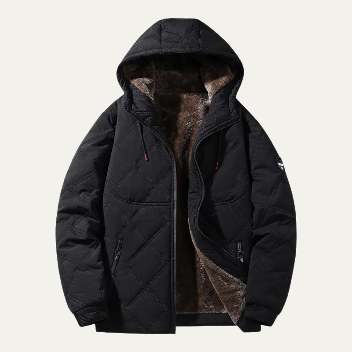 Men's Quilted Puffer Jacket Fleece Lining - VibreMode