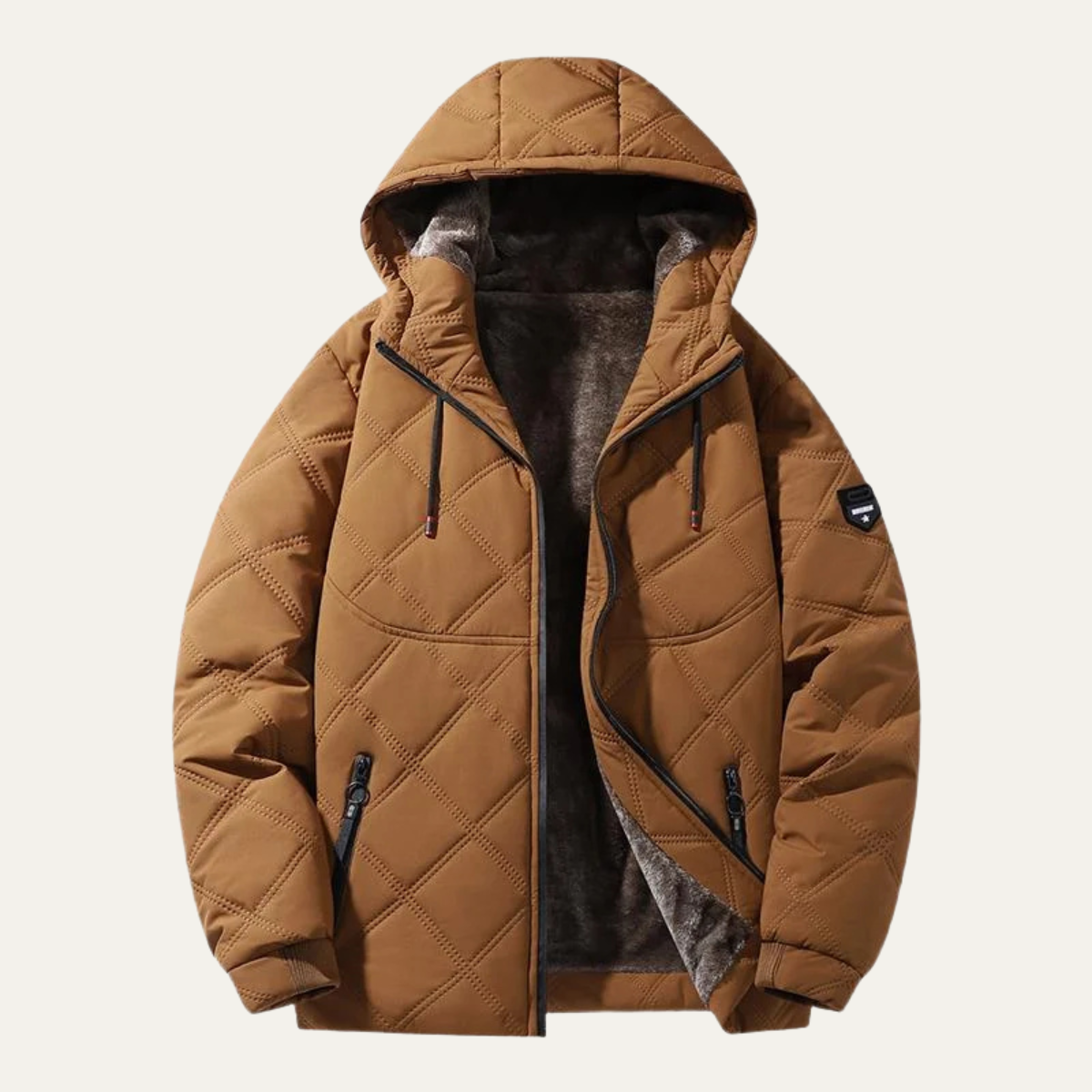 Men's Quilted Puffer Jacket Fleece Lining
