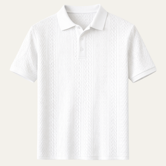 Men's Classic Textured Polo Shirt White - VibreMode