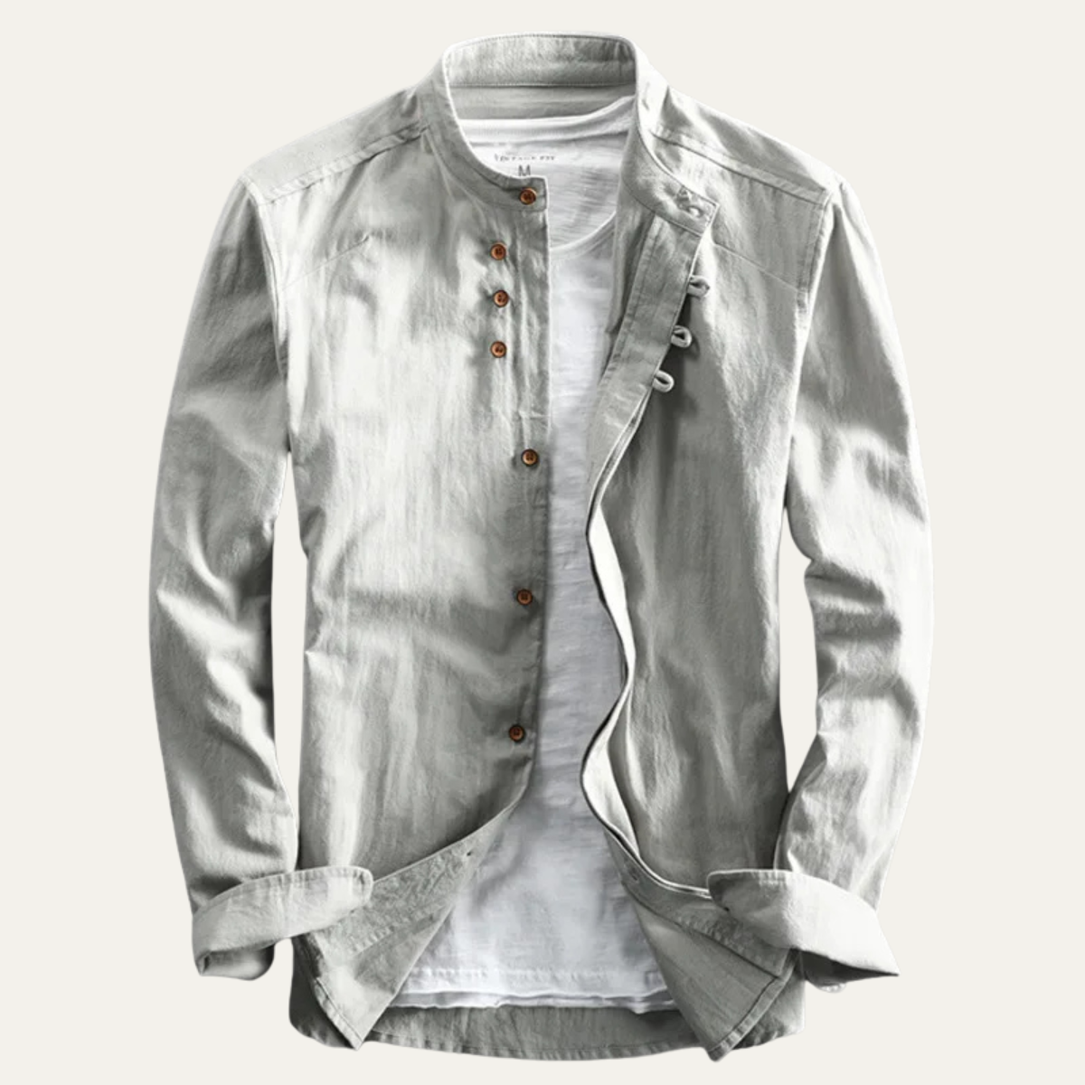 Men's Linen Cotton Stand Collar Shirt Japanese Style