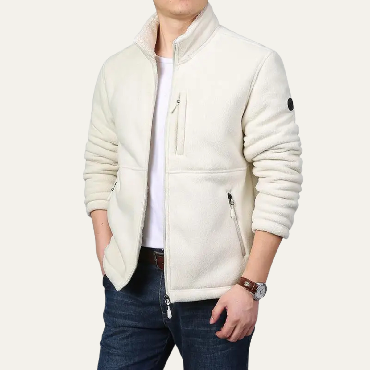 Men's Sherpa Fleece Jacket Warm Zip Up Coat