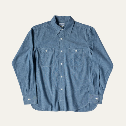 Men's Denim Shirt Vintage Button Down Blue - VibreMode