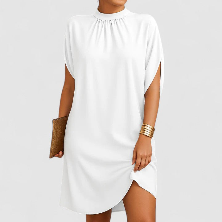 Women's Mock Neck Midi Dress Batwing Sleeves