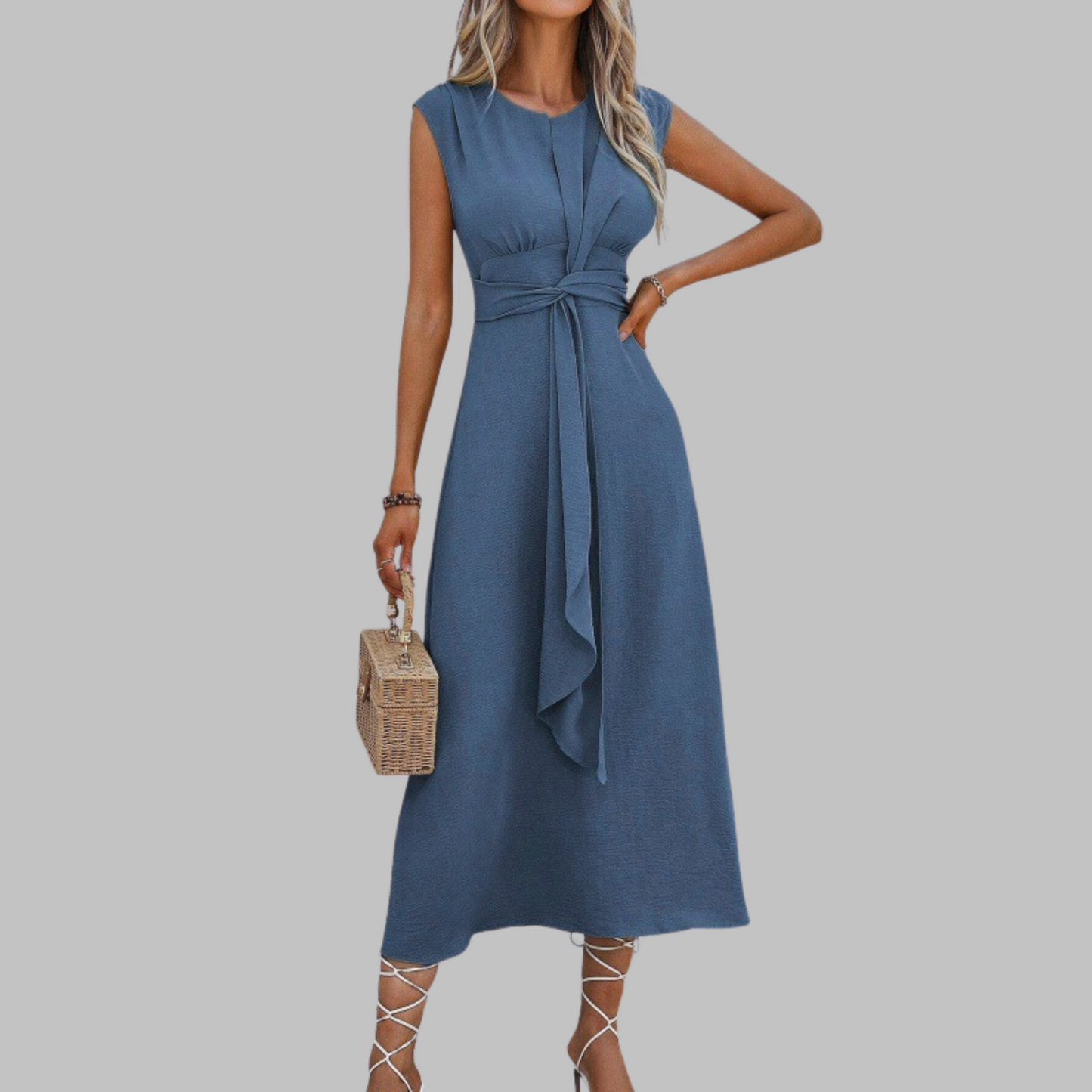 Women's Midi Dress Waist Tie
