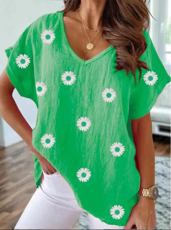 Women's V-Neck T-Shirt Floral Print