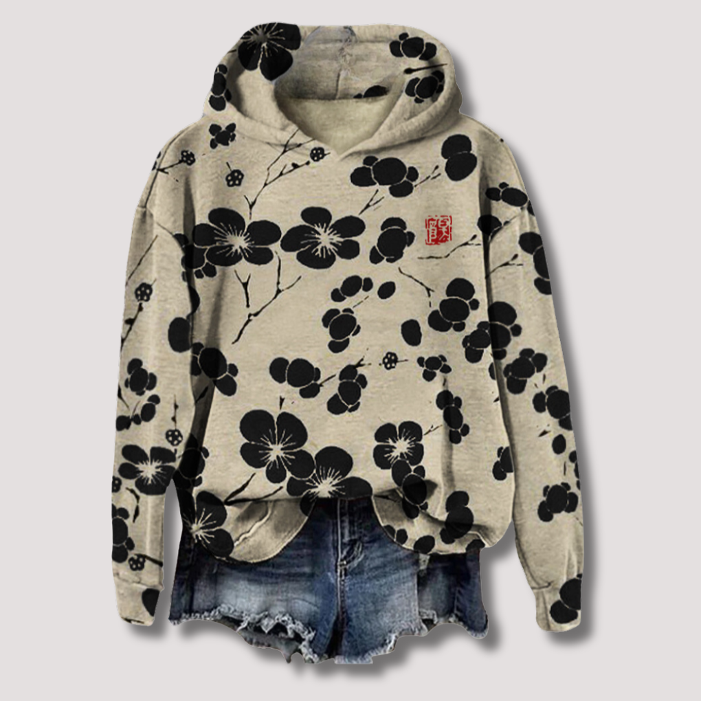 Women's Floral Hooded Sweater Lightweight - VibreMode