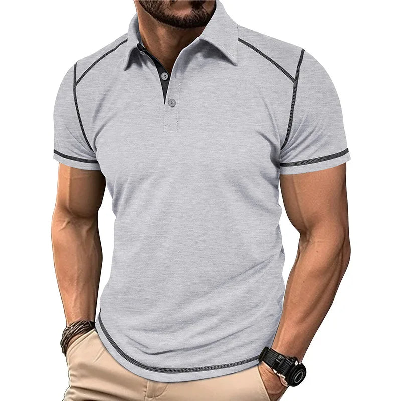 Men's Color Block Polo Shirt Classic Cotton
