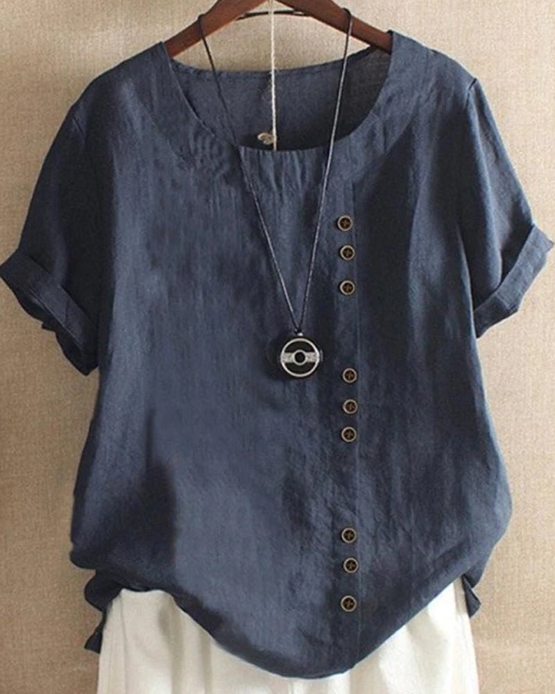 Relaxed Fit Short Sleeve Women's Casual Blouse