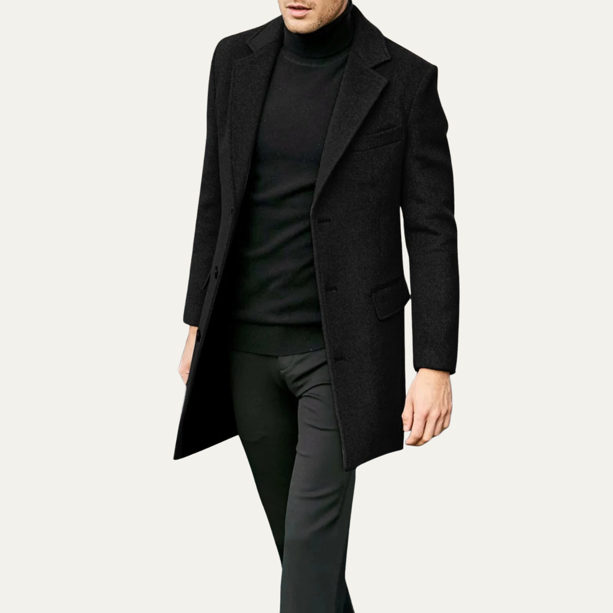Pembroke Men's Wool Single Breasted Coat Black