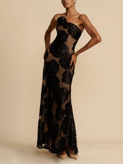 Elegant Ladies Floral Floor Length Party Dress