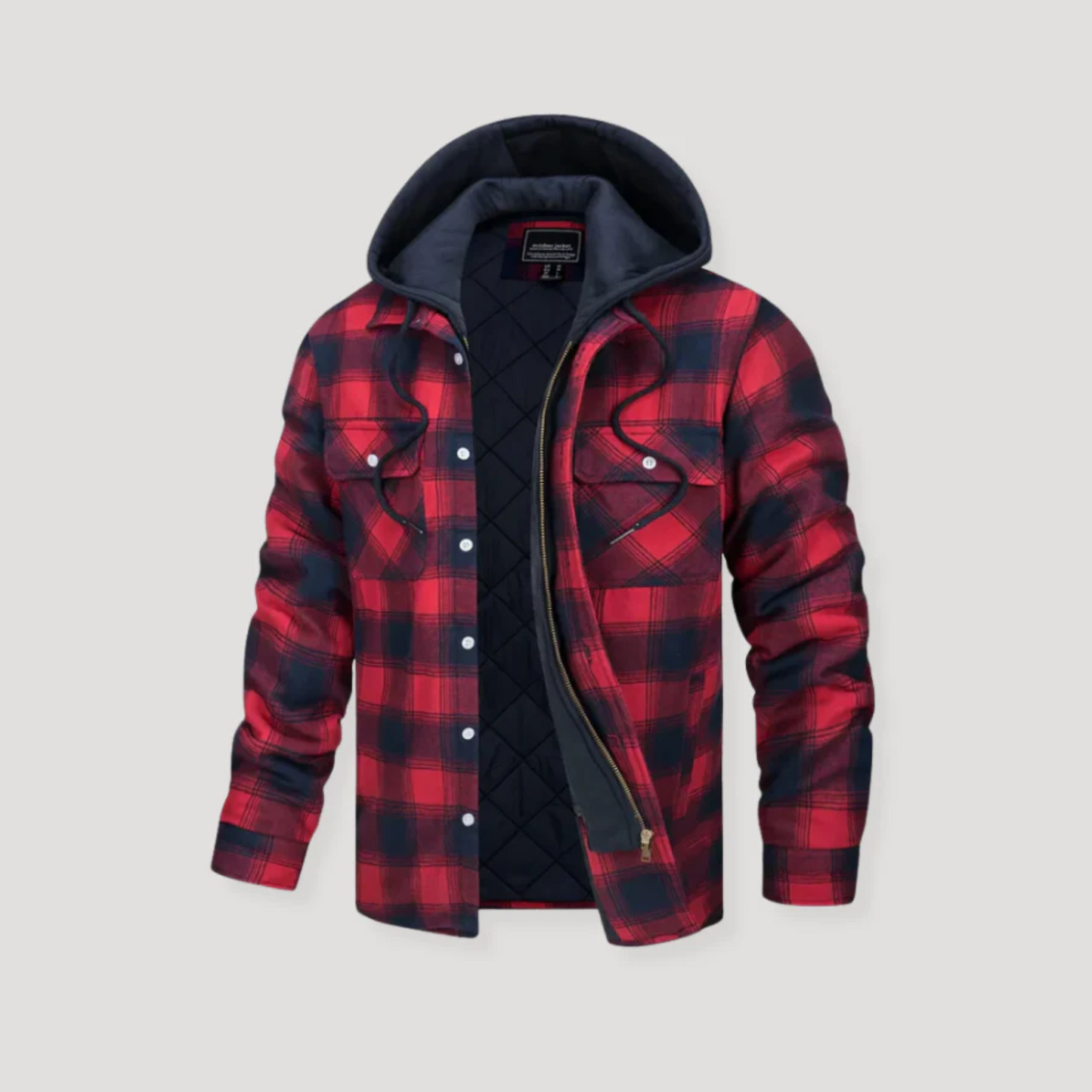 Men's Plaid Flannel Hooded Jacket