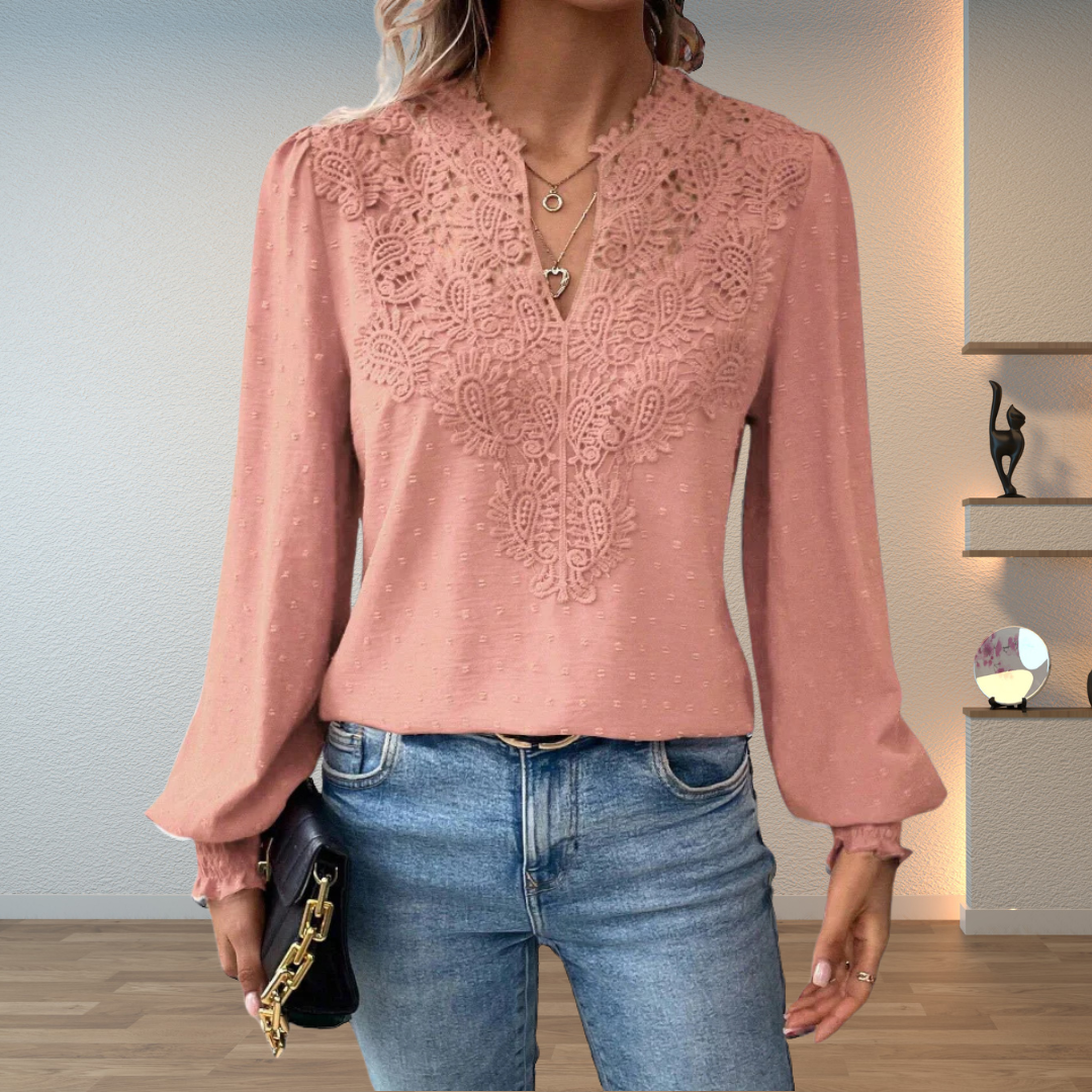 Women's Long Sleeve Embroidered Blouse