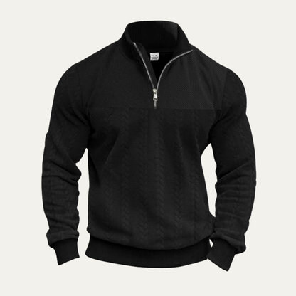 Men's Knit Half Zip Sweater Jacquard Pattern Winter