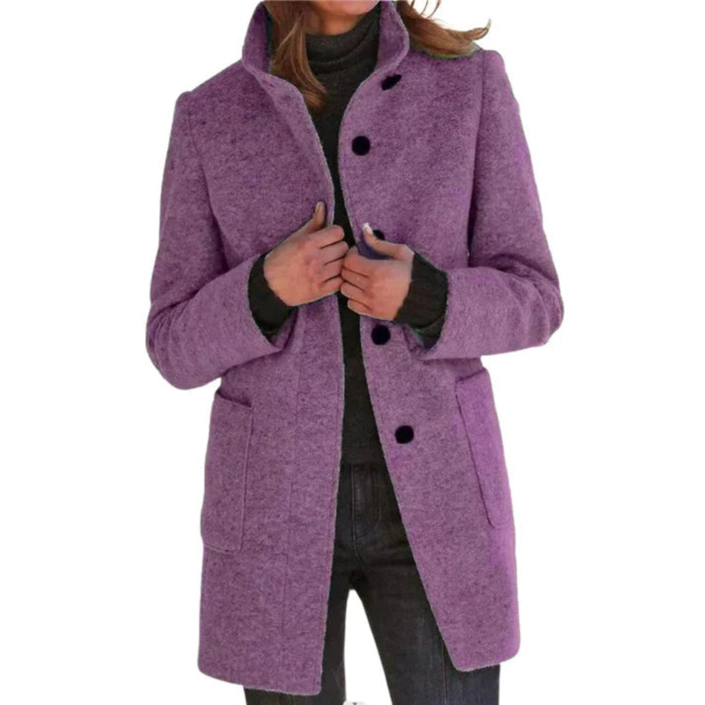 Women's Wool Coat Tailored Fit Single Breasted Black