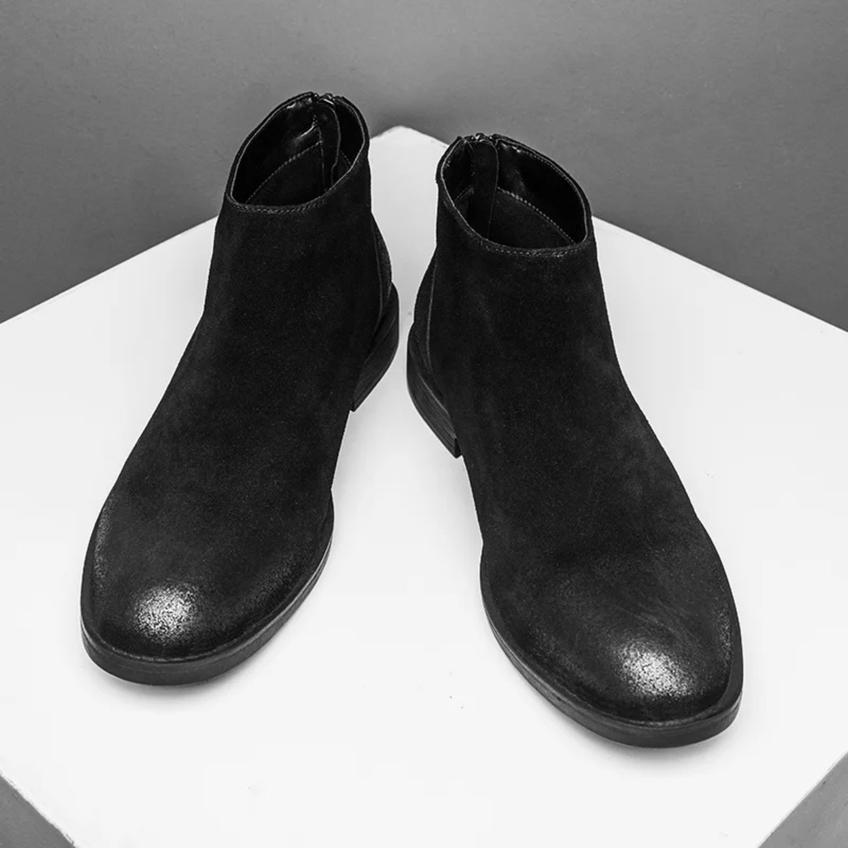 Vicenza Men's Suede Leather Ankle Boots Zip Up