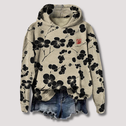 Women's Hooded Floral Sweater Lightweight - VibreMode