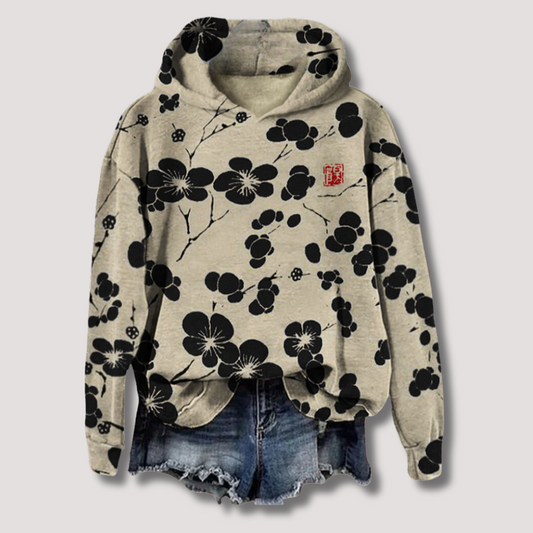 Women's Hooded Floral Sweater Lightweight - VibreMode