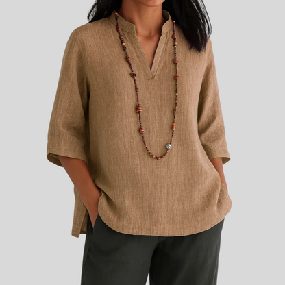 Women's Three-Quarter Sleeve Blouse V-Neck