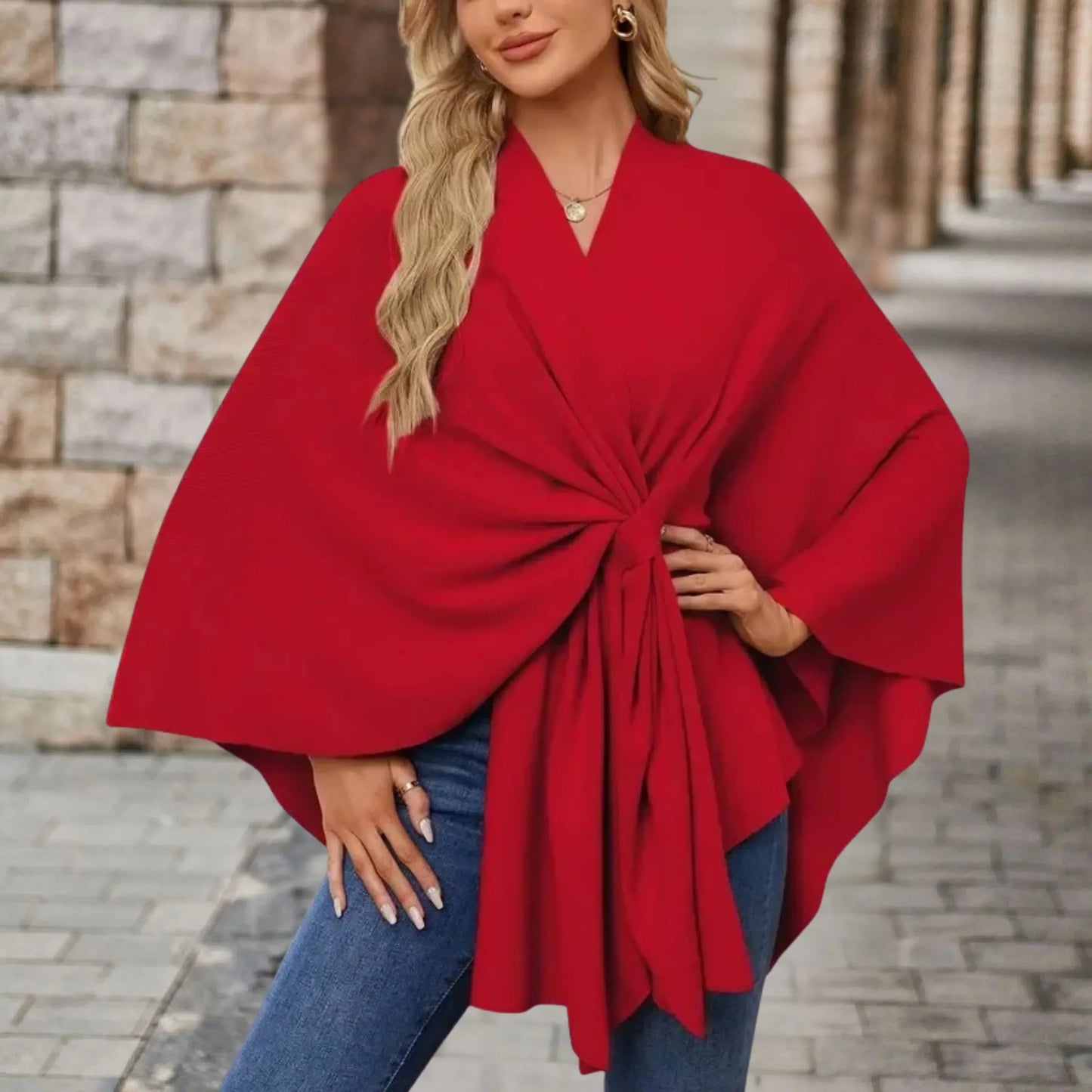 Elegant Women's Draped Poncho