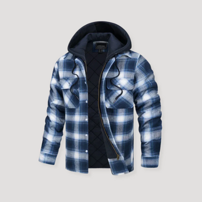 Men's Plaid Flannel Hooded Jacket - VibreMode